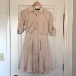 MODCLOTH Cream A-line dress with lace back